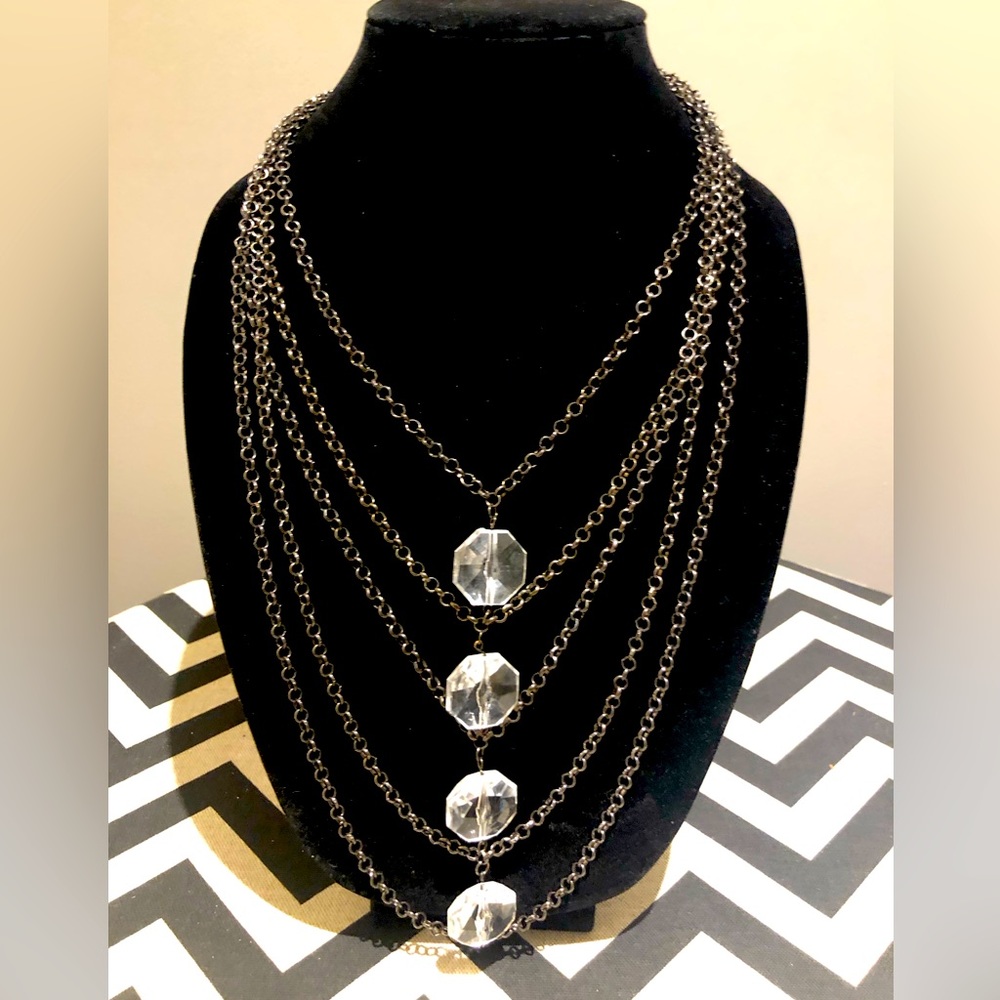 Beautiful tiered clear beaded necklace